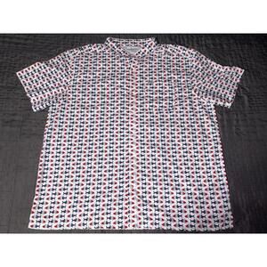 Columbia PFG Shirt Mens 2XL White Red Blue Fishing Short Sleeve Vented Patriotic